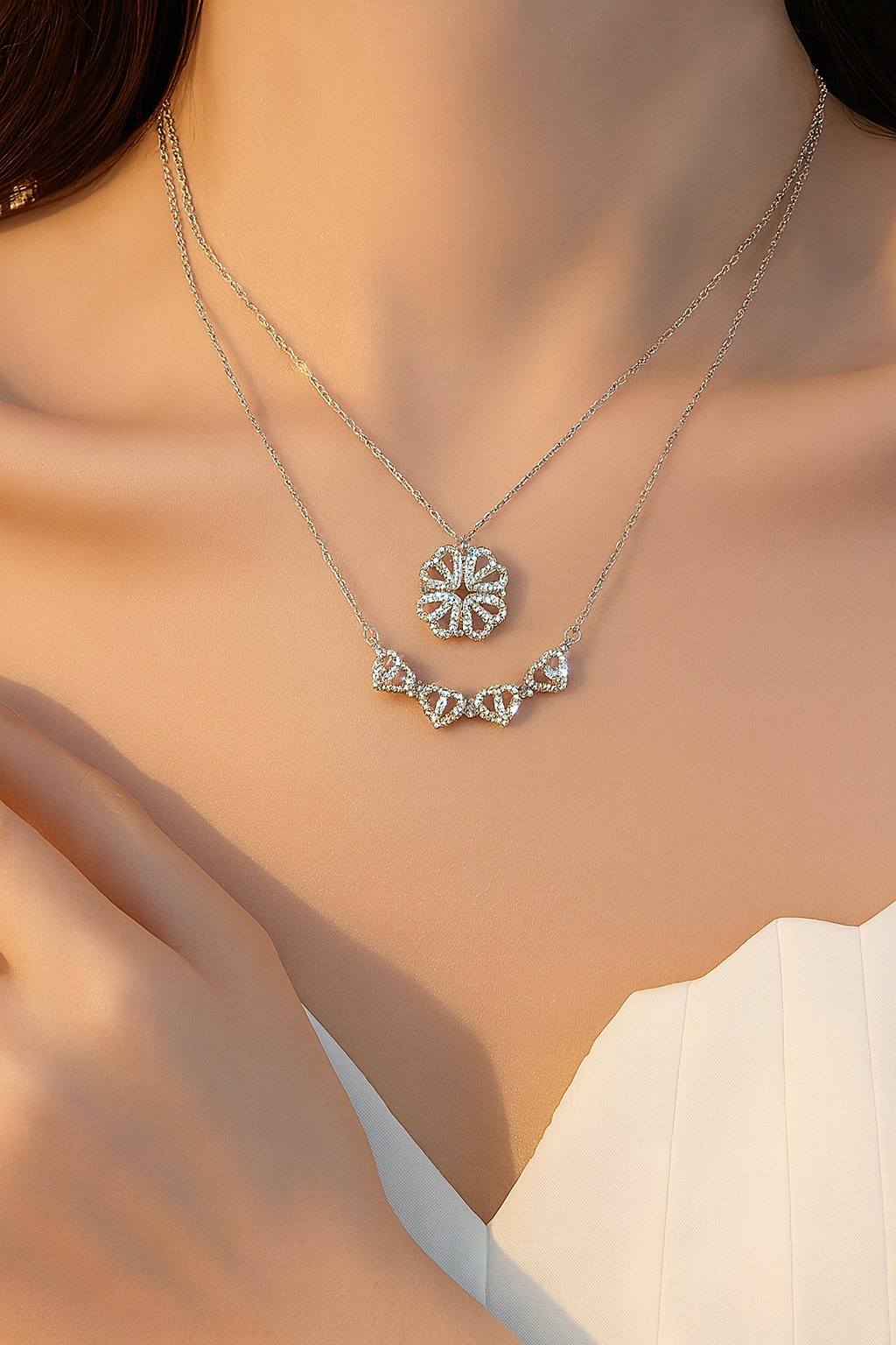 Femira Luxe Trending Magnetic Flower Shape Korean Necklace